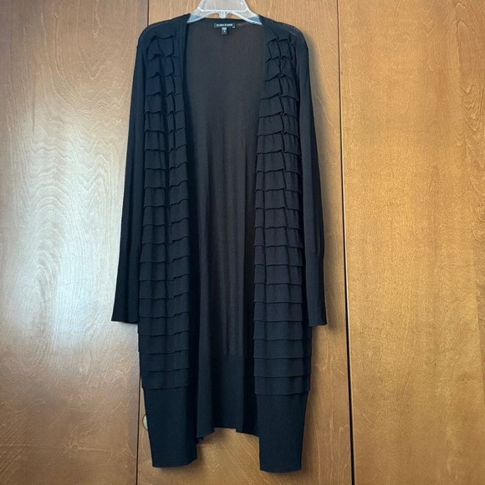 Eileen Fisher Ruffle Crepe Open Front Cardigan Sz M Ret $318